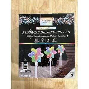 Orchestra of Lights 3 LED Multicolored Snowflake Pathway Stakes Gemmy Light Show
